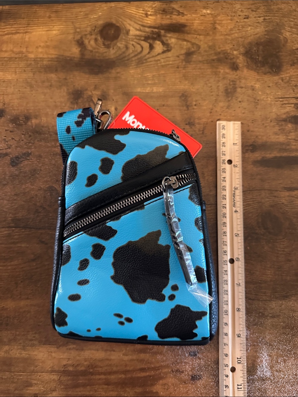 Blue & Black Cow Print Crossbody Sling Bag Montana west
